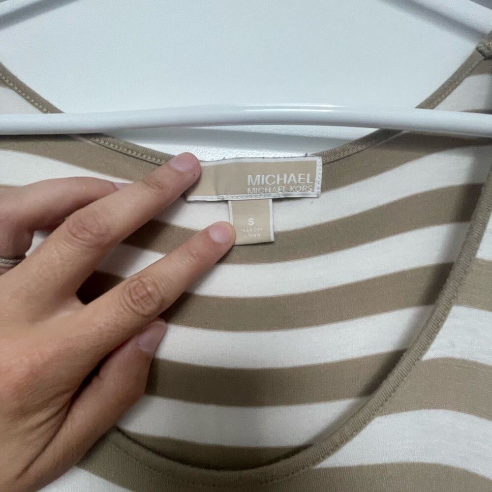 Michael Kors Beige and white stripped dress size small or swim wear coverup - Picture 4 of 4